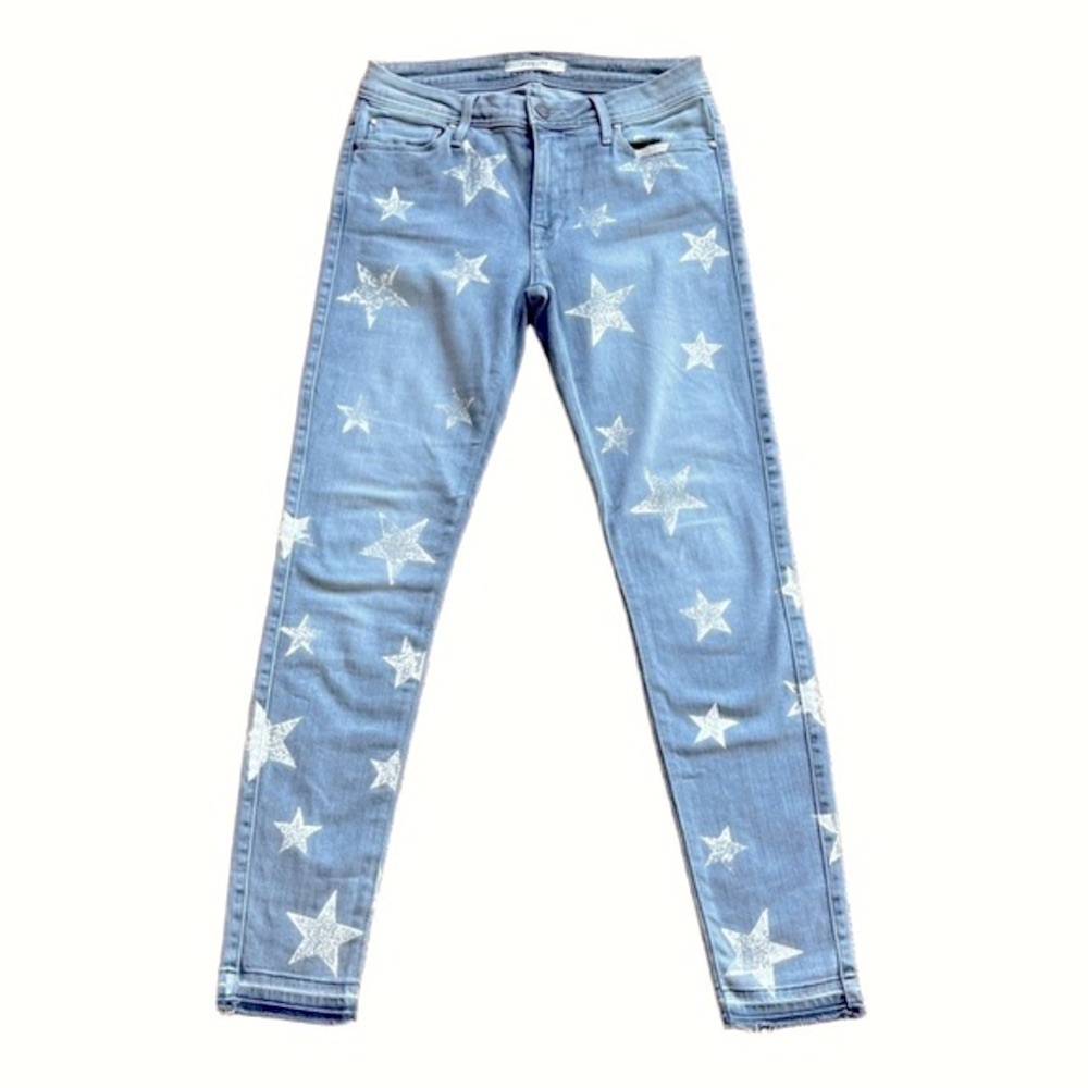 Fidelity Denim Sola Stars Rhapsody Mid Rise Frosted Gray Ankle Jeans 26